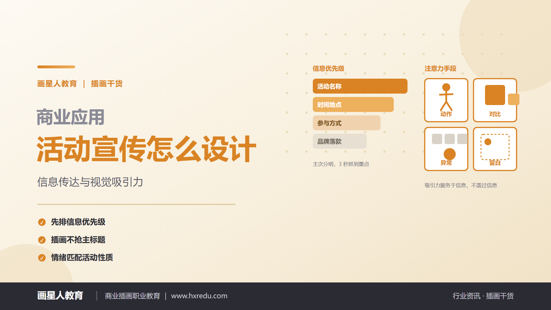 行业资讯 - 「活动宣传怎么设计」信息传达与视觉吸引力 ｜ 画星人教育插画干货
